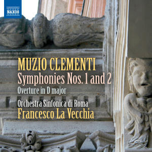 Albumcover: Fassade eines Gebäudes, Text: Muzio Clementi Symphonien Nr. 1 und 2.