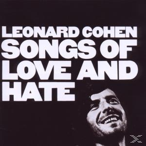 Albumcover von Leonard Cohen - Songs of Love and Hate. Porträt des Künstlers auf schwarzem Hintergrund.