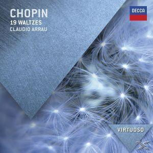Albumcover: Chopin 19 Walzer, Claudio Arrau, Decca-Logo und abstrakte Kunst.