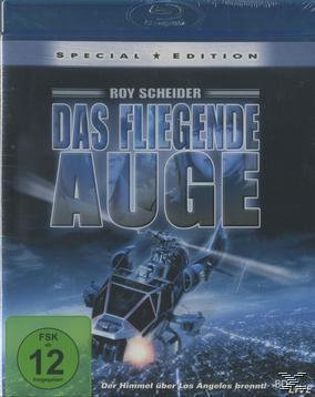 DVD-Cover, Das Fliegende Auge, mit einem Hubschrauber über einer Stadt.