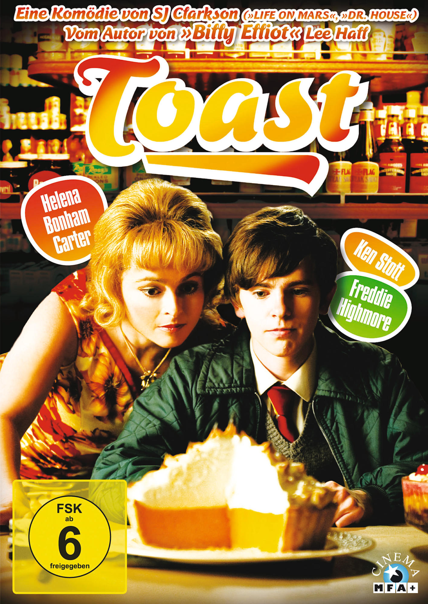 DVD-Cover des Films Toast, mit zwei Personen, die einen Kuchen betrachten, mit 