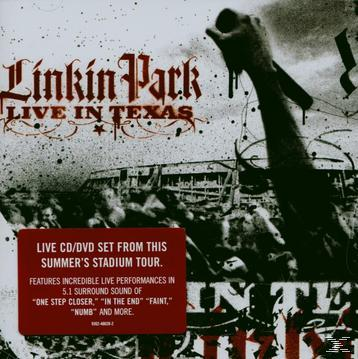 CD-Cover von Linkin Park Live in Texas. Eine Hand, die ein Mikrofon hält, ist im Vordergrund.