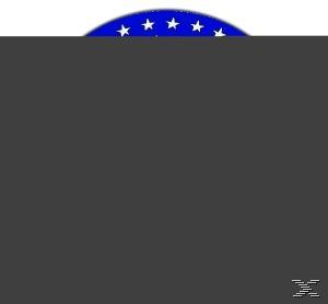 Ein blauer Kreis mit weißen Sternen auf grauem Hintergrund. Es ist ein Logo-Design, möglicherweise für eine Nation.
