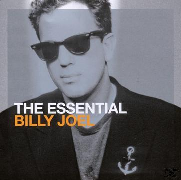 Schwarz-Weiß-Bild von Billy Joel mit Sonnenbrille. Text: The Essential Billy Joel.