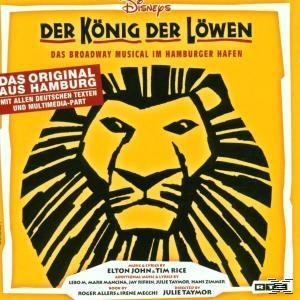 The Lion King Musical Cover. Löwengesicht, gelber Hintergrund, schwarzer und gelber Text.