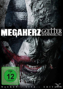 Albumcover mit Gesicht und Titel. Zeigt ein Gesicht mit Joker-Make-up und dem Text 'Megahertz Götterdämmerung'.
