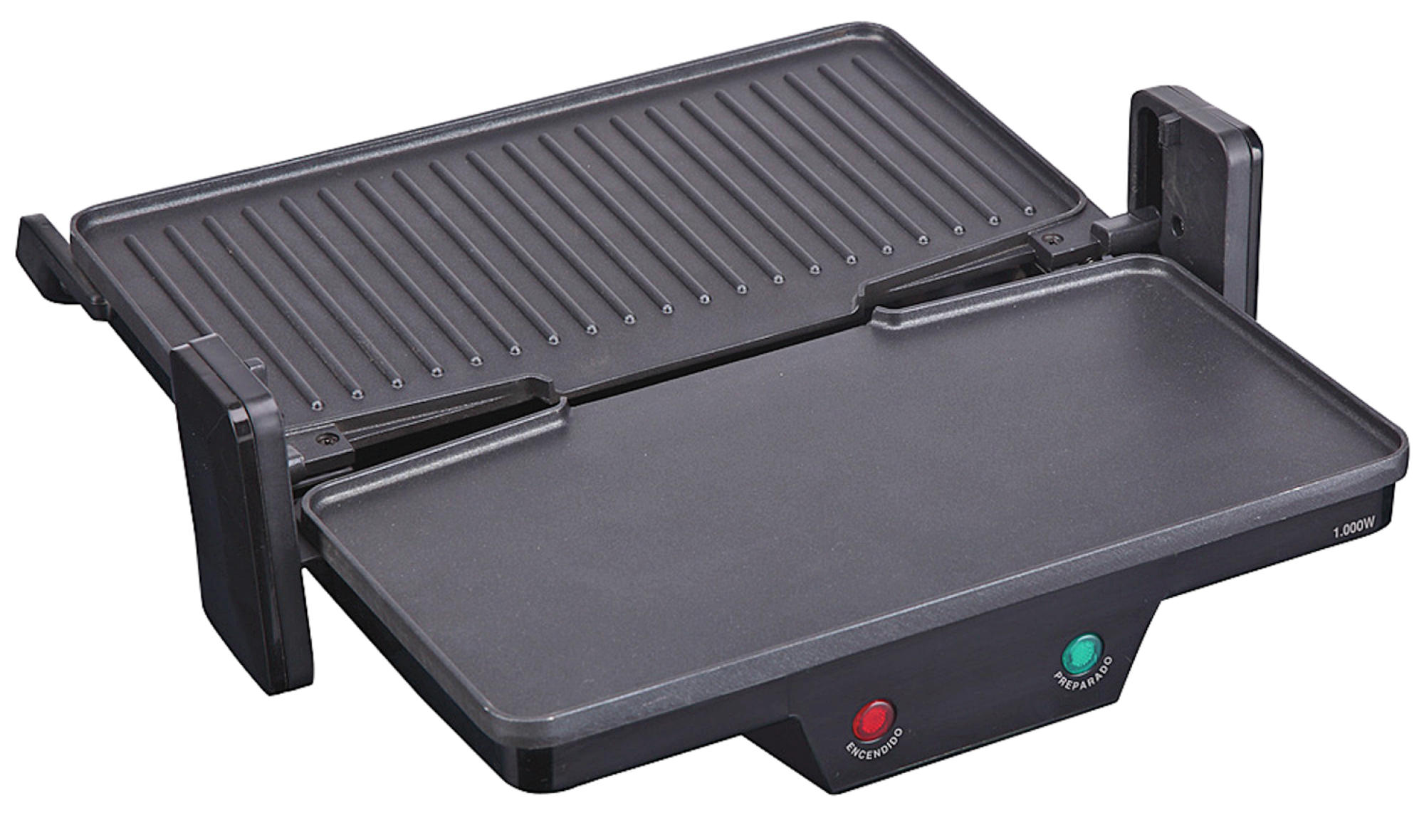 Grill - Jata GR266 Potencia 1000W, Superficie antiadherente, Superficie 27cm x 14cm.