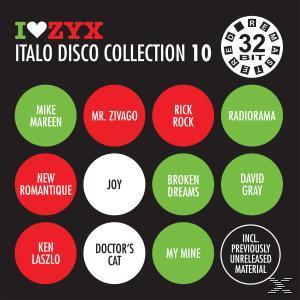 Albumcover. Grüne und rote Kreise mit Namen, Titel: Italo Disco Collection.