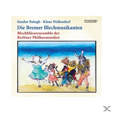 Cartoon-CD-Cover mit Tieren, die Instrumente spielen. Eine Kuh, Katze, Schwein, Hund und Esel. Heller Hintergrund.