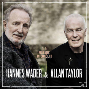 Zwei ältere Männer auf einem Foto. Text: Hannes Wader & Allan Taylor.