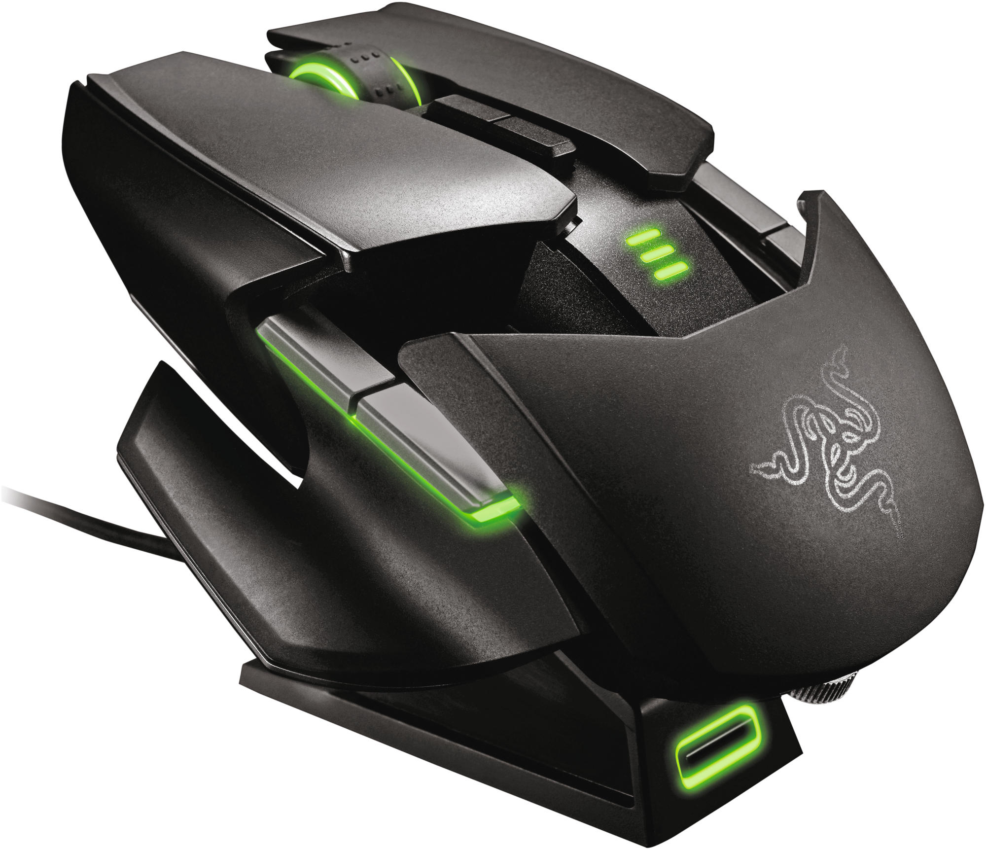 Ratón gaming - Razer Ouroboros, sensor láser 4G de 8200 DPI, inalámbrico, negro