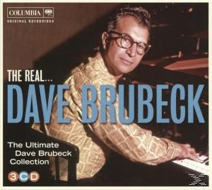 Albumcover von Dave Brubeck. Er trägt eine Brille und ein gemustertes Hemd. Der Titel lautet "The Real... Dave Brubeck".