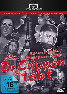 DVD-Cover für 'Dr. Crippen lebt'. Mehrere Leute und der Eiffelturm sind im Hintergrund zu sehen.