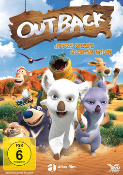 Cover eines Animationsfilms. Koala und andere australische Tiere mit dem Titel "Outback".