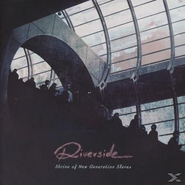 Albumcover mit einer gekrümmten architektonischen Struktur und Figuren. Enthält das Wort 'Riverside' in rosa Schrift.