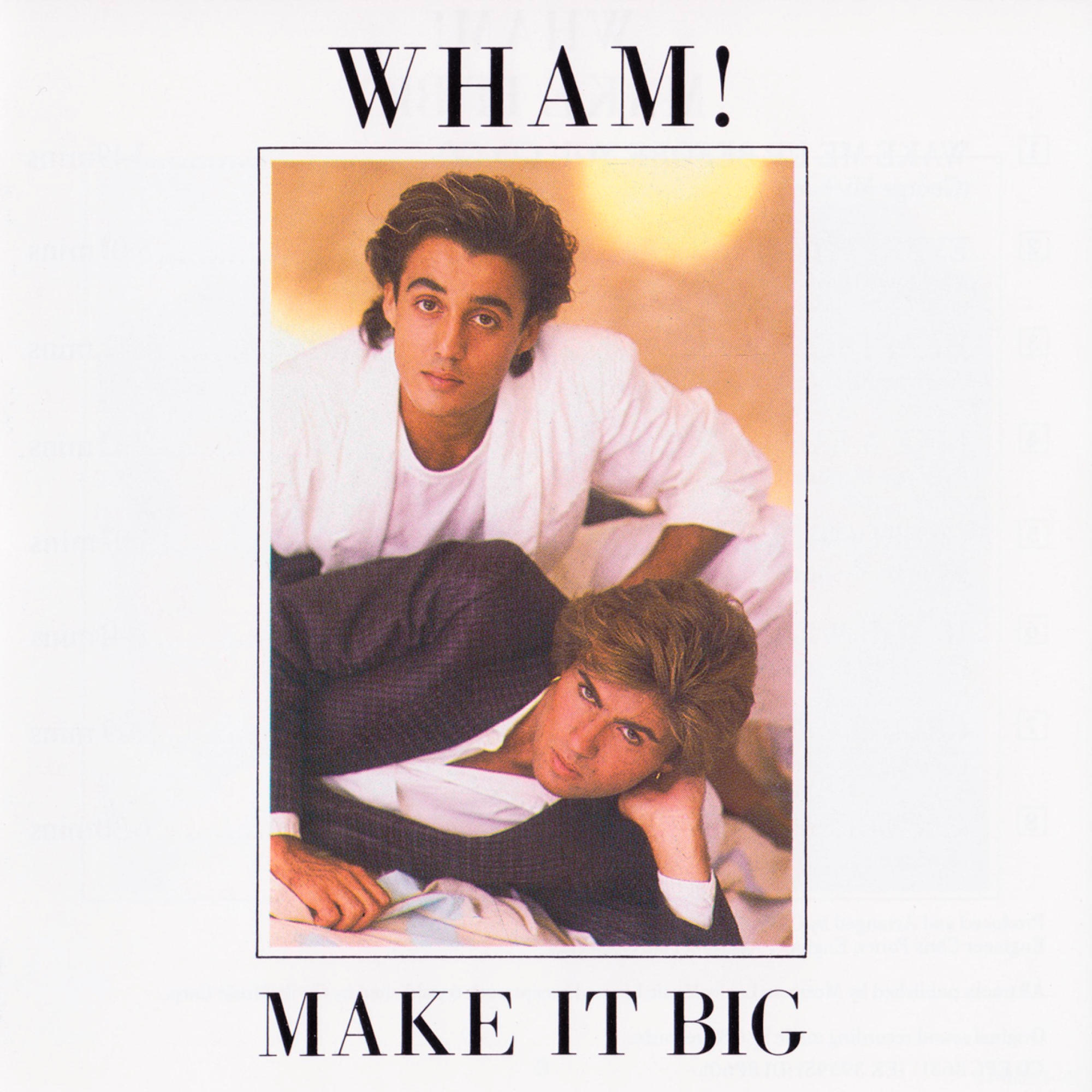 Album borító Wham! két férfijával, a 'Make It Big' felirattal.