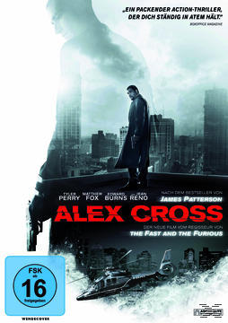 Filmplakat: Alex Cross, ein Mann mit einer Waffe, auf einem Dach.
