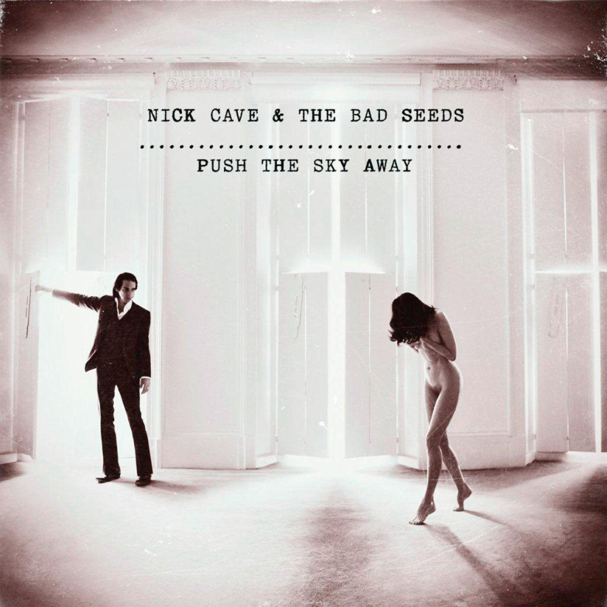 Nick Cave Albumcover, Mann im Anzug, Frau, weißer Raum, minimalistisch.