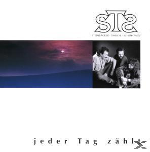 Albumcover. Drei Männer rechts, Landschaft mit Mond links.