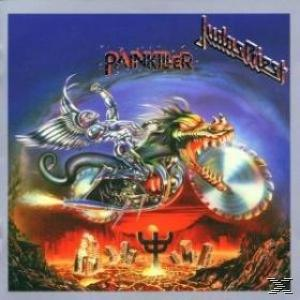 Judas Priest Albumcover mit Metallfigur auf einem Motorrad.