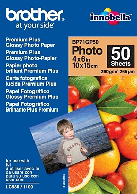 Brother BP - Papel de fotografía satinado - 100 x 150 mm - 50 hoja(s)