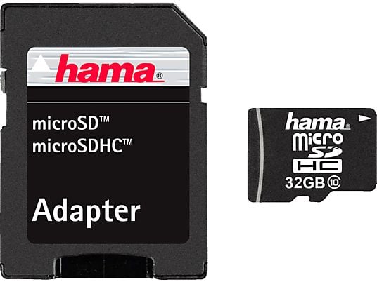 HAMA 108089 22MB/S CL10 +AD - Micro-SDHC-Speicherkarte  (32 GB, 22, Schwarz)