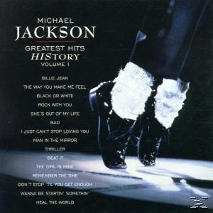 Album borító. Michael Jackson. Fekete háttér, lábak és lábfejek. Album címe: Greatest Hits History Volume I.