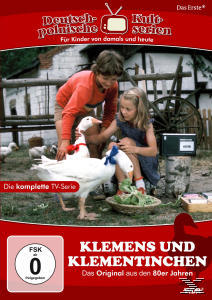 DVD-Cover mit zwei Kindern in der Nähe von zwei Gänsen, mit dem Text 'Klemens und Klementinchen'.