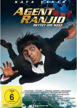 DVD-Cover mit einem Schauspieler im Anzug, der vom Himmel fällt, mit dem Titel Agent Ranjid.