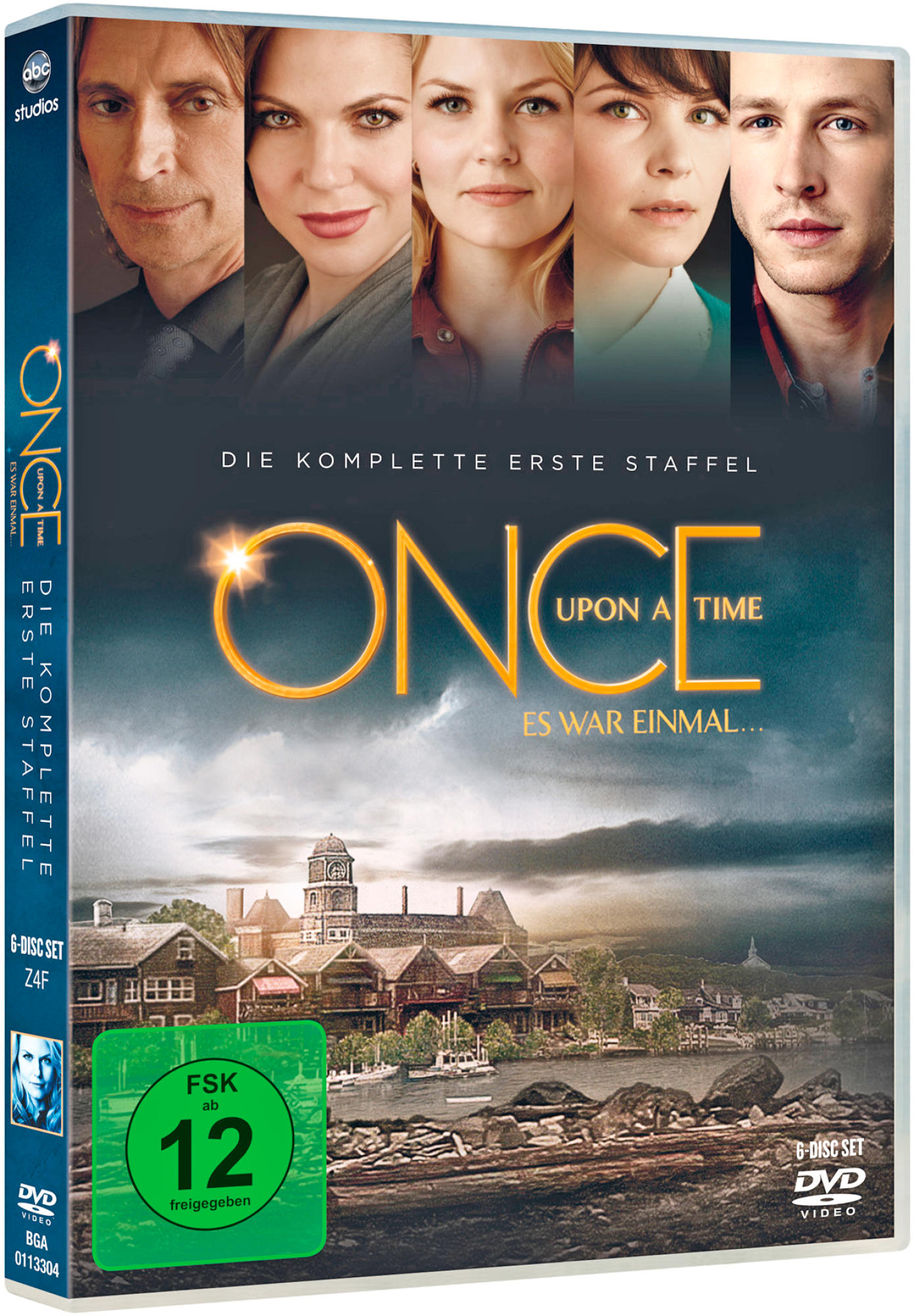 Once Upon a Time DVD-Cover mit verschiedenen Schauspielern und Stadtszene.