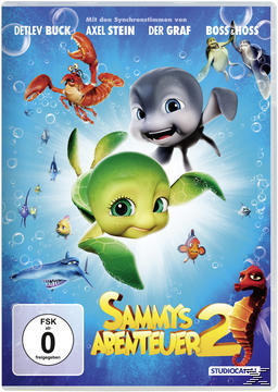 DVD-Cover mit Zeichentrick-Meeresbewohnern, darunter eine Schildkröte und ein Seepferdchen.