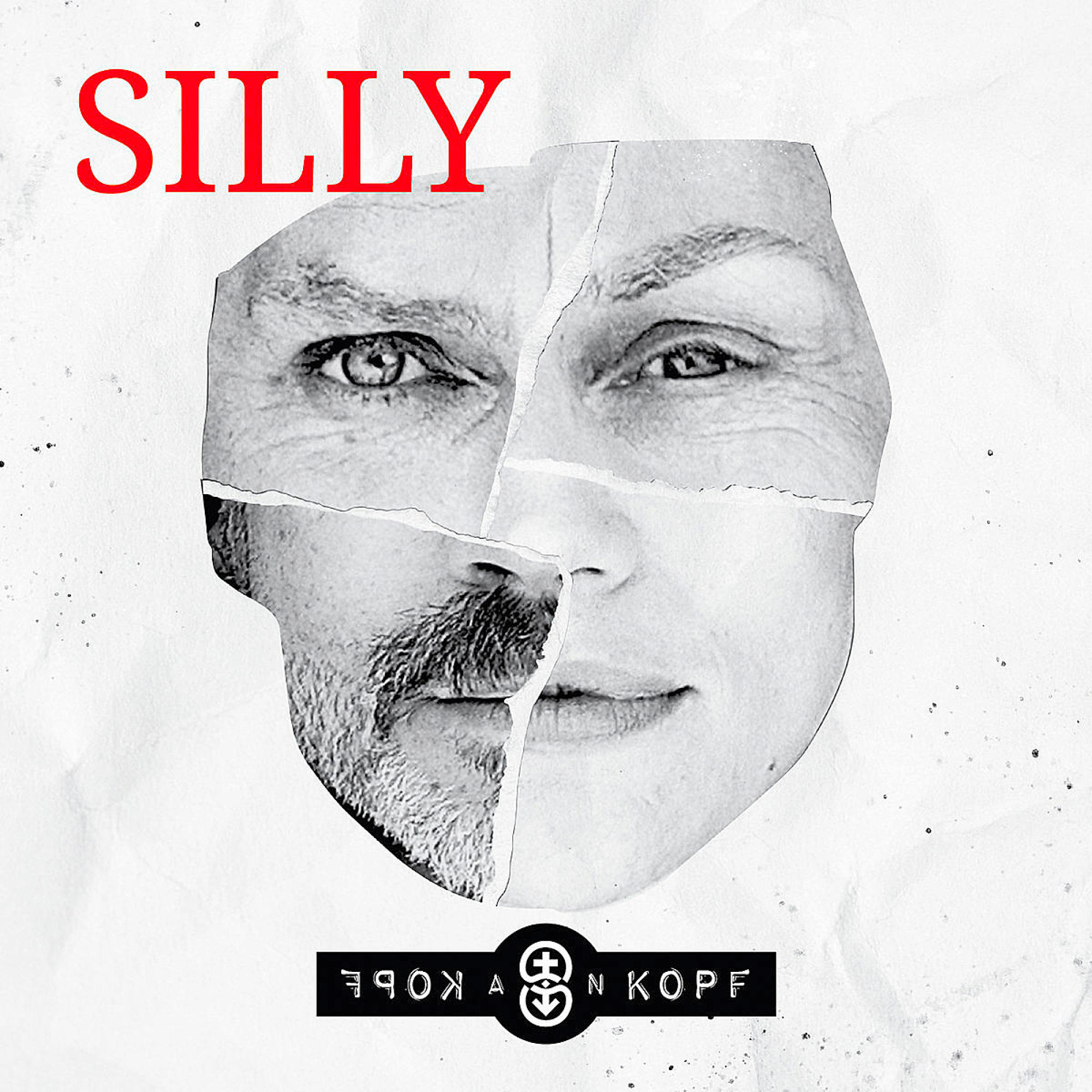 Albumcover von 'Silly', geteiltes Gesicht zweier Männer, Bandname in Rot.