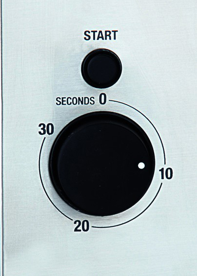Timer mit schwarzen Zifferblättern, mit der Aufschrift "START" und "SECONDS 0, 10, 20, 30."
