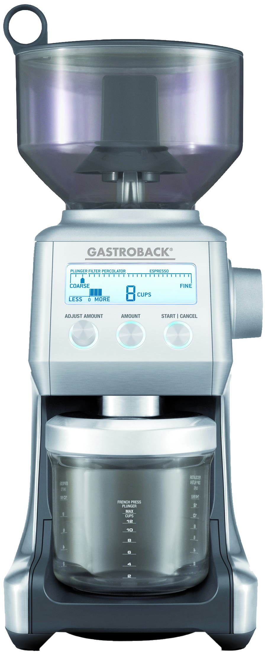 GASTROBACK 42639 Advanced Pro Kaffeemühle Silber 165 Watt, Edelstahl-Kegelmahlwerk