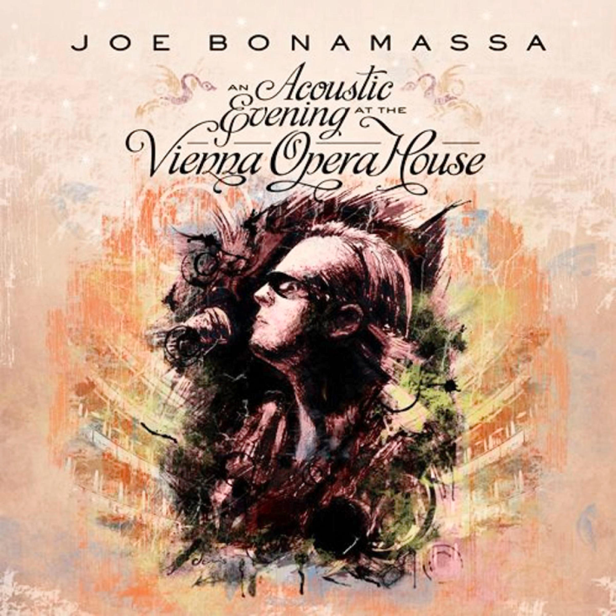 Albumcover. Porträt von Joe Bonamassa. Text: An Acoustic Evening at the Vienna Opera House.