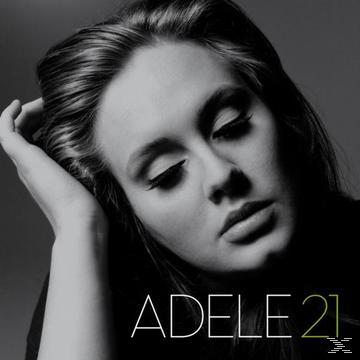Schwarz-Weiß-Foto von Adele mit Hand am Kopf. Albumcover.