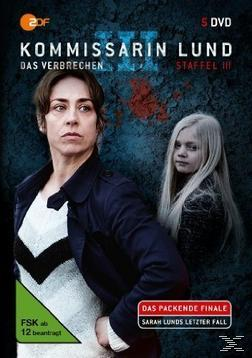 DVD-Cover von 'Kommissarin Lund', Frau und Kind auf dunklem, düsterem Hintergrund.