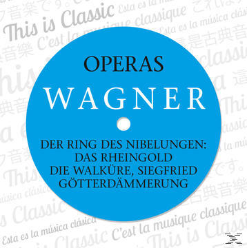 CD-Label, blauer Kreis, Text, Opern, Wagner.