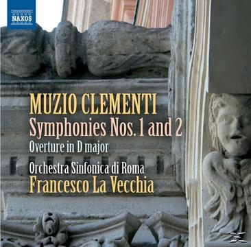 Albumcover. Statue und Text. Titel: Muzio Clementi Symphonien Nr. 1 und 2.