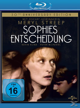Blu-ray-Cover von 'Sophies Entscheidung' mit Meryl Streep. Nahaufnahme ihres Gesichts und ein Kind.