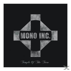 Albumcover für MONO INC.s Temple Of The Torn. Enthält ein schwarz-weißes Kreuzdesign.