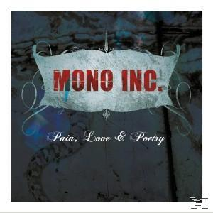 Albumcover für Mono Inc., Titel 'Pain, Love & Poetry'. Dunkelblauer Hintergrund.