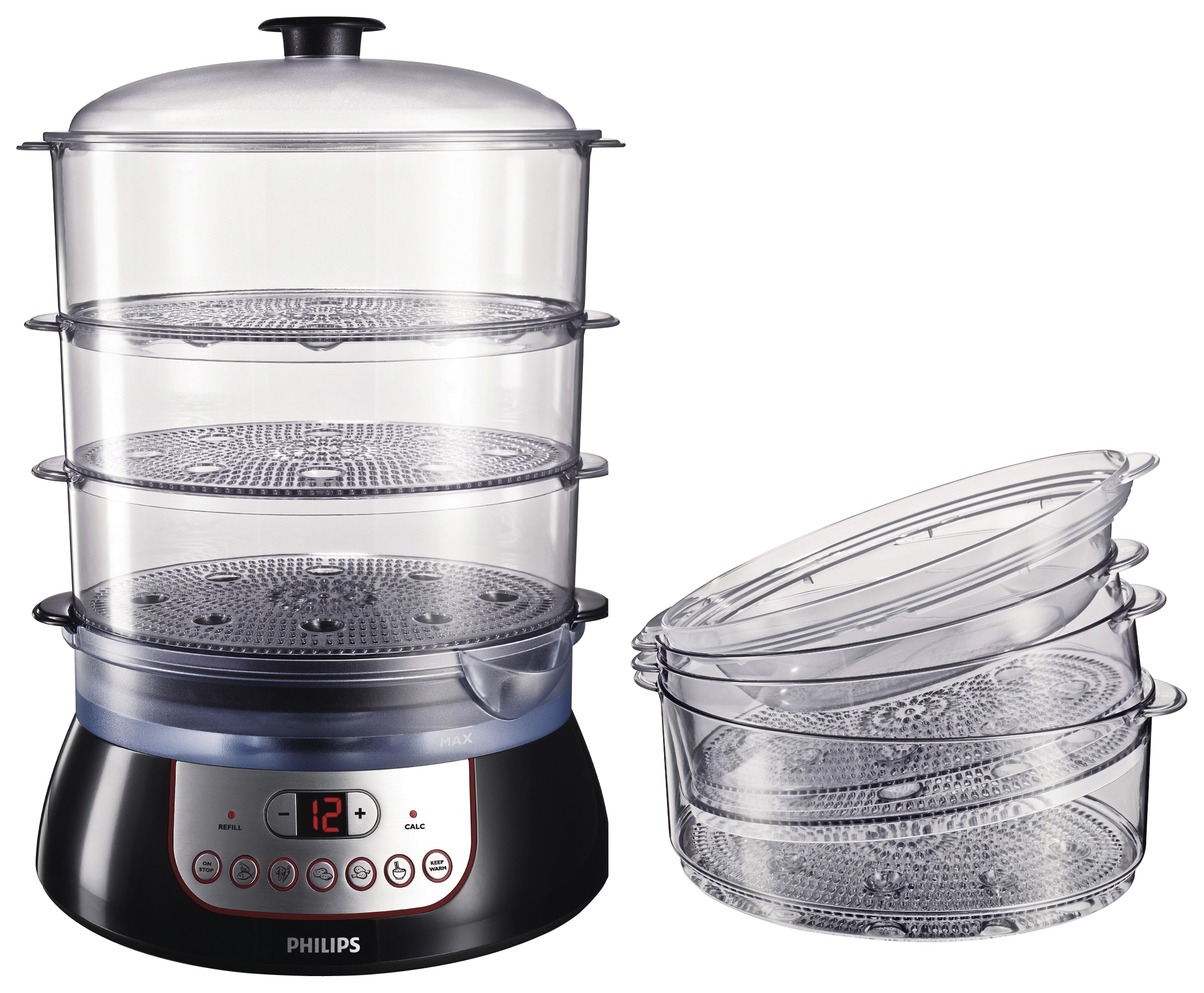 PHILIPS HD9140/91 Dampfgarer (900 Watt, Schwarz)