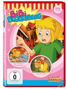Eine DVD-Hülle mit einer Cartoon-Illustration von Bibi Blocksberg, einem jungen blonden Mädchen, auf dem Cover.