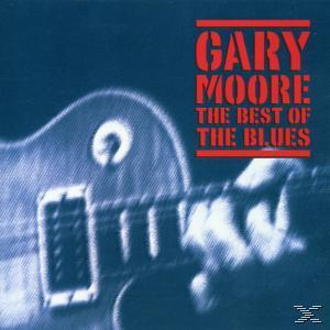 Albumcover von Gary Moore mit Gitarre, Blautönen und rotem Text. Der Titel The Best of The Blues.