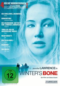 DVD-Cover von 'Winter's Bone'. Jennifer Lawrences Gesicht, eine Wasserszene unten.