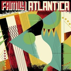 Abstrakte Kunst mit geometrischen Formen und dem Text 'FAMILY ATLANTICA' oben.