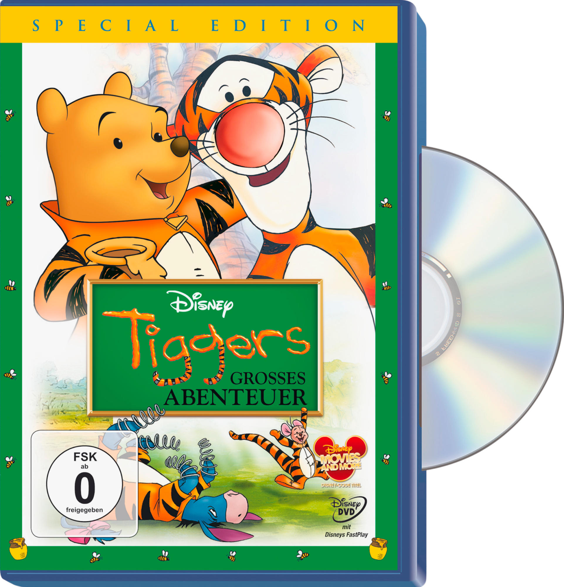 Tiggers großes Abenteuer, ein Winnie-the-Pooh-DVD-Cover. Tigger und Puuh und andere Charaktere.