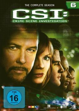 CSI: Crime Scene Investigation, Staffel 6 DVD-Cover. Gesichter der Darsteller sind abgebildet.