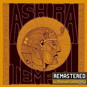 Albumcover mit stilisierter Pharaonenmaske in Goldtönen und dem Titel Ashra Tempel.